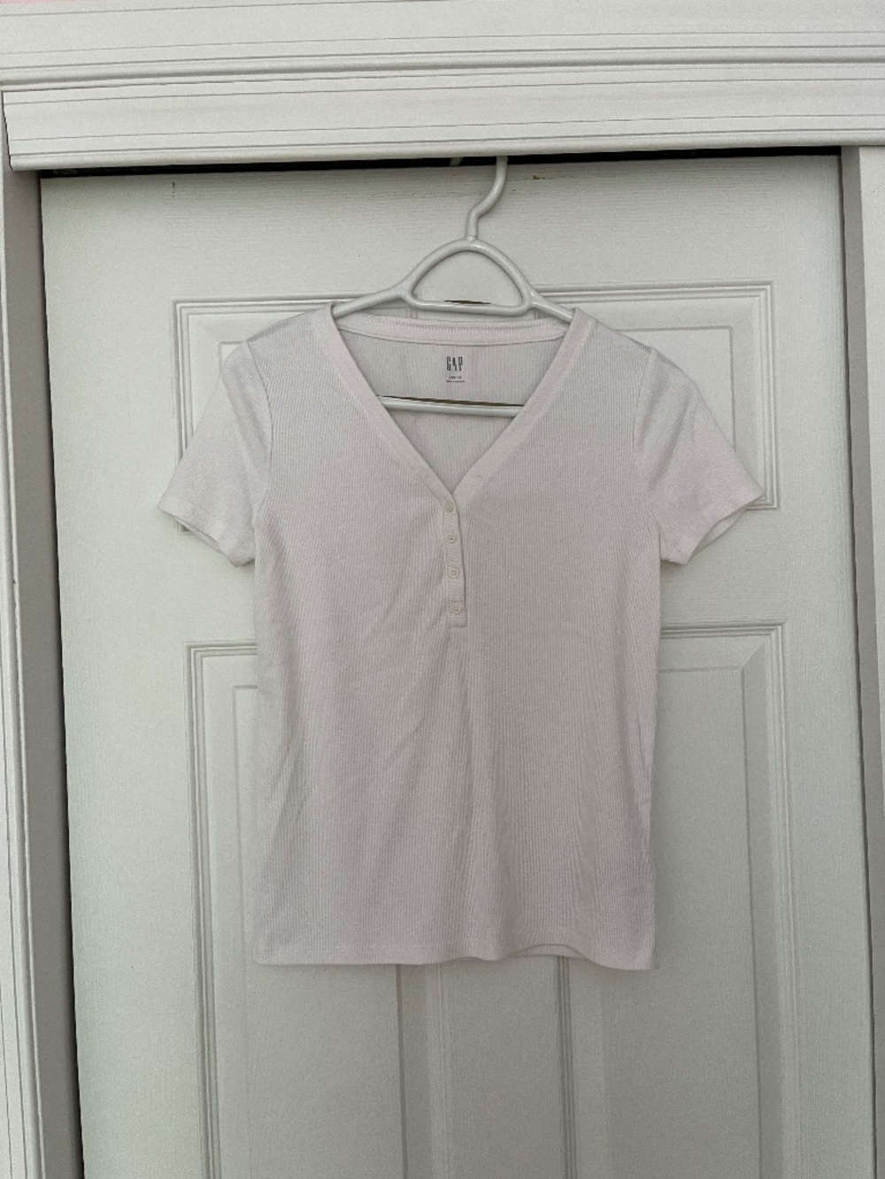 Gap Short Sleeve Ribbed Henley T White
